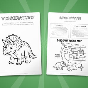 Triceratops Dinosaur Activity Bundle | Coloring Pages, Worksheets, Facts (PDF Download) image 5