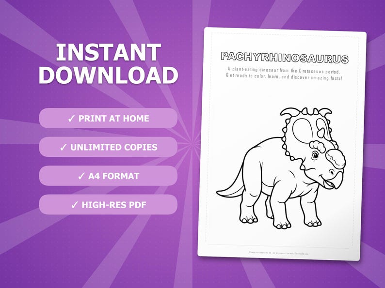 Pachyrhinosaurus Dinosaur Activity Bundle | Printable Coloring Pages, Worksheets & Facts for Kids | Preschool Homeschool | Instant PDF image 4