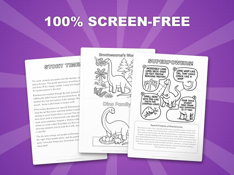 Brontosaurus Dinosaur Activity Bundle | Coloring Pages, Worksheets, Facts (PDF Download) image 3