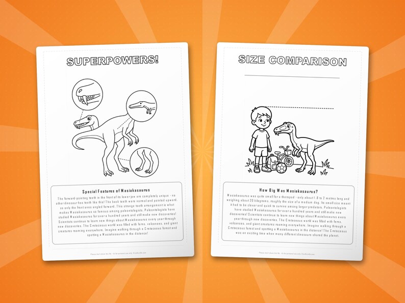 Masiakasaurus Dinosaur Activity Bundle | Printable Coloring Pages, Worksheets & Facts for Kids | Preschool Homeschool | Instant PDF image 8