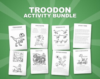 トロオドン恐竜アクティビティセット｜ぬりえ、ワークシート、豆知識（PDFファイル）
