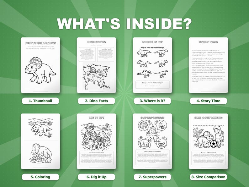 Protoceratops Dinosaur Activity Bundle | Printable Coloring Pages, Worksheets & Facts for Kids | Preschool Homeschool | Instant PDF image 2