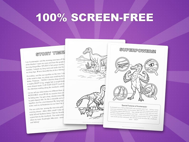 Austroraptor Dinosaur Activity Bundle | Coloring Pages, Worksheets, Facts (PDF) image 3