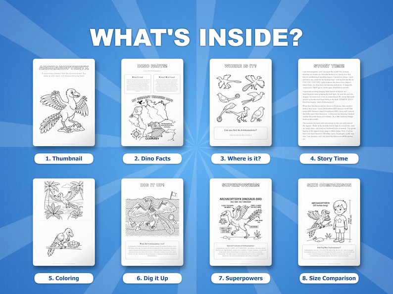 Archaeopteryx Dinosaur Activity Bundle | Coloring Pages, Worksheets, Facts (PDF Download) image 2