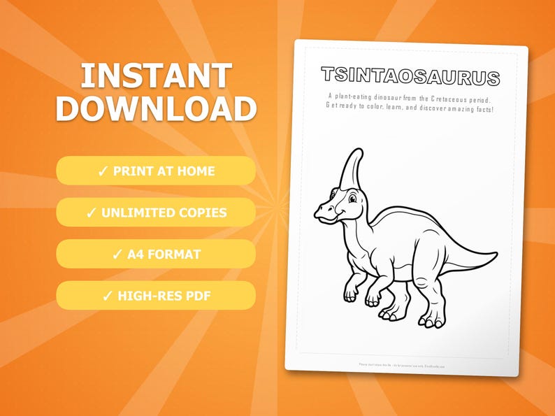Tsintaosaurus Dinosaur Activity Bundle | Coloring Pages, Worksheets, Facts (PDF) image 4