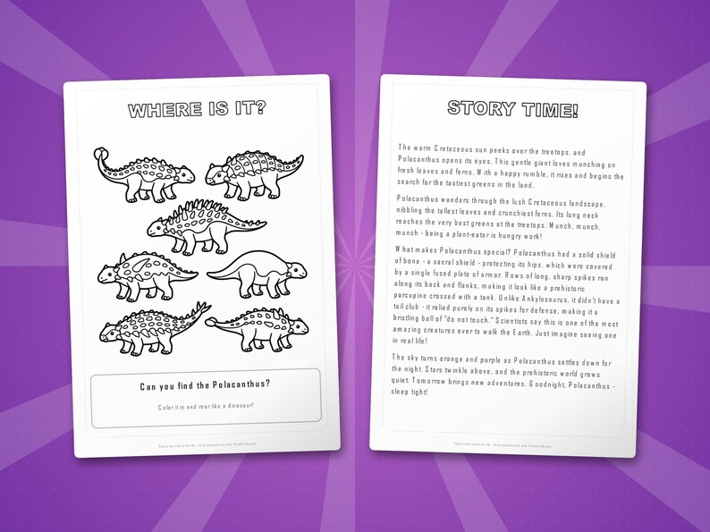 Polacanthus Dinosaur Activity Bundle | Coloring Pages, Worksheets, Facts (PDF Download) image 6