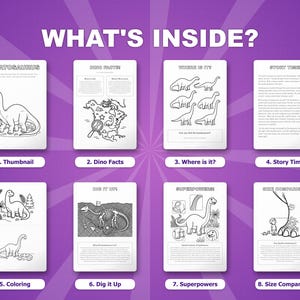 Apatosaurus Dinosaur Activity Bundle | Printable Coloring Pages, Worksheets & Facts for Kids | Preschool Homeschool | Instant PDF image 2