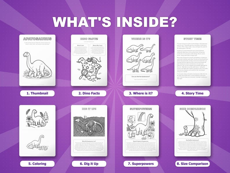 Apatosaurus Dinosaur Activity Bundle | Printable Coloring Pages, Worksheets & Facts for Kids | Preschool Homeschool | Instant PDF image 2