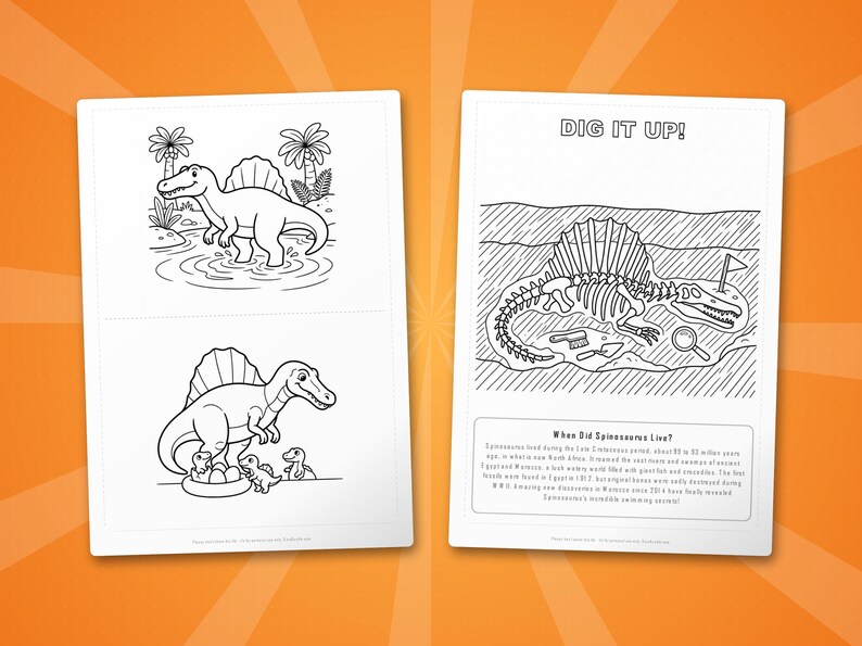 Spinosaurus Dinosaur Activity Bundle | Coloring Pages, Worksheets, Facts (PDF Download) image 7