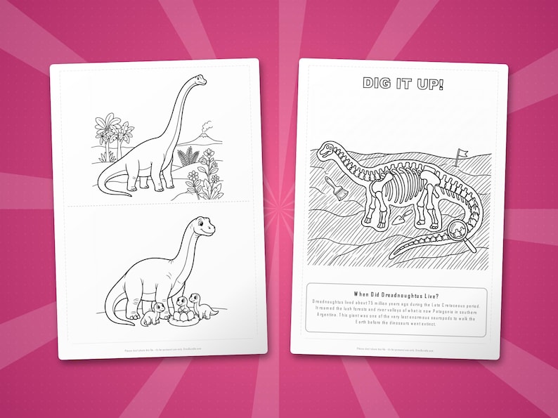 Activiteitenbundel Dreadnoughtus-dinosaurus | Kleurplaten, werkbladen, feiten (pdf-download) afbeelding 7