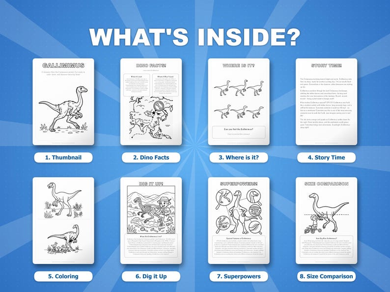 Gallimimus Dinosaur Activity Bundle | Coloring Pages, Worksheets, Facts (PDF Download) image 2