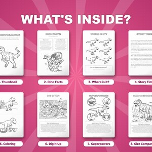 Albertosaurus dinosaurus activiteitenbundel | Afdrukbare kleurplaten, werkbladen en weetjes voor kinderen | Thuisonderwijs voorschoolse opvang | Directe pdf afbeelding 2