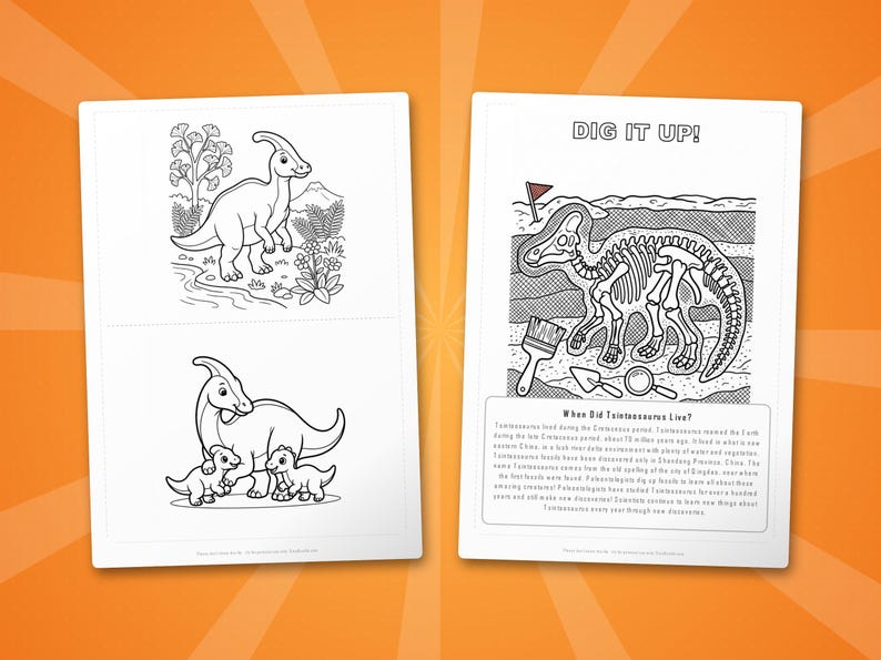 Tsintaosaurus Dinosaur Activity Bundle | Coloring Pages, Worksheets, Facts (PDF) image 7