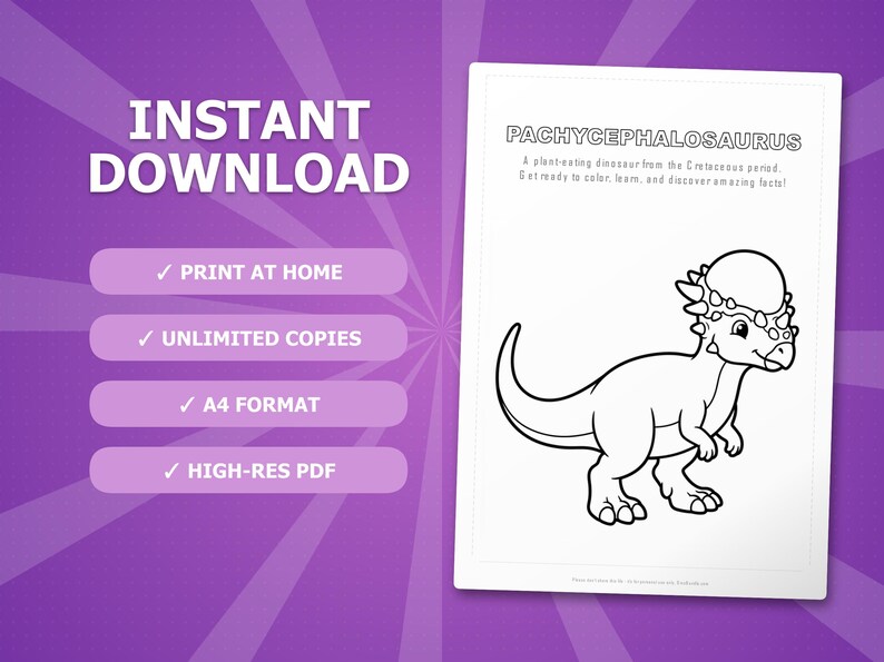 Pachycephalosaurus Dinosaur Activity Bundle | Coloring Pages, Worksheets, Facts (PDF) image 4