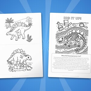 Zestaw aktywności z dinozaurem Huayangosaurus | Kolorowanki, arkusze ćwiczeń i ciekawostki do druku dla dzieci | Edukacja domowa dla przedszkolaków | Natychmiastowy plik PDF zdjęcie 7