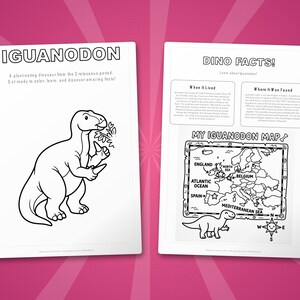 Iguanodon Dinosaur Activity Bundle | Printable Coloring Pages, Worksheets & Facts for Kids | Preschool Homeschool | Instant PDF image 5