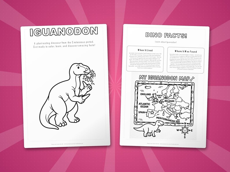 Iguanodon Dinosaur Activity Bundle | Printable Coloring Pages, Worksheets & Facts for Kids | Preschool Homeschool | Instant PDF image 5