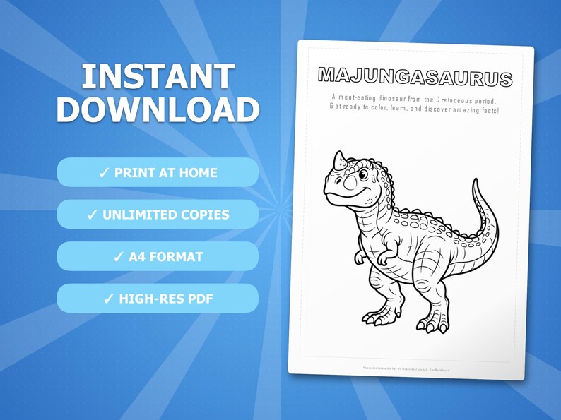 Majungasaurus Dinosaur Activity Bundle | Coloring Pages, Worksheets, Facts (PDF Download) image 4