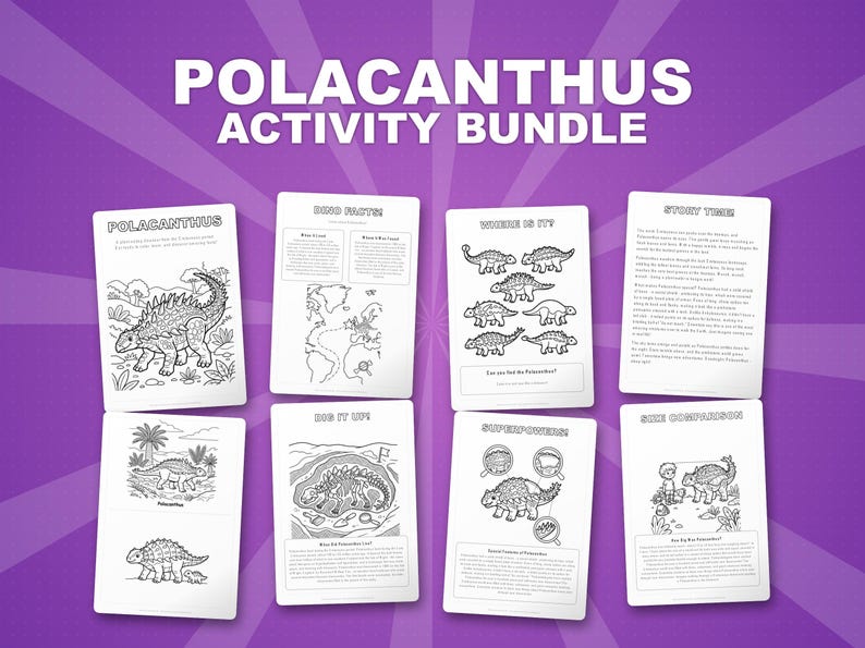 Polacanthus Dinosaur Activity Bundle | Coloring Pages, Worksheets, Facts (PDF Download) image 1