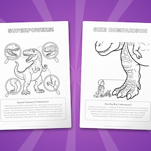 Tarbosaurus-dinosaurus activiteitenbundel | Kleurplaten, werkbladen, feiten (instant pdf) afbeelding 8