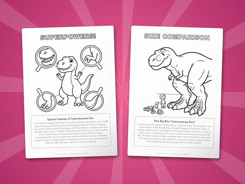 Tyrannosaurus Rex Activity Bundle | Coloring Pages, Worksheets, Facts (Instant PDF) image 8