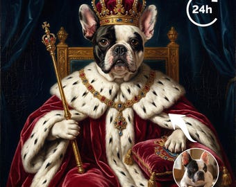 Royal Dog Portrait Custom | Renaissance Dog Painting | Regal Pet Art from Photo | King Dog General Uniform | Digital Download