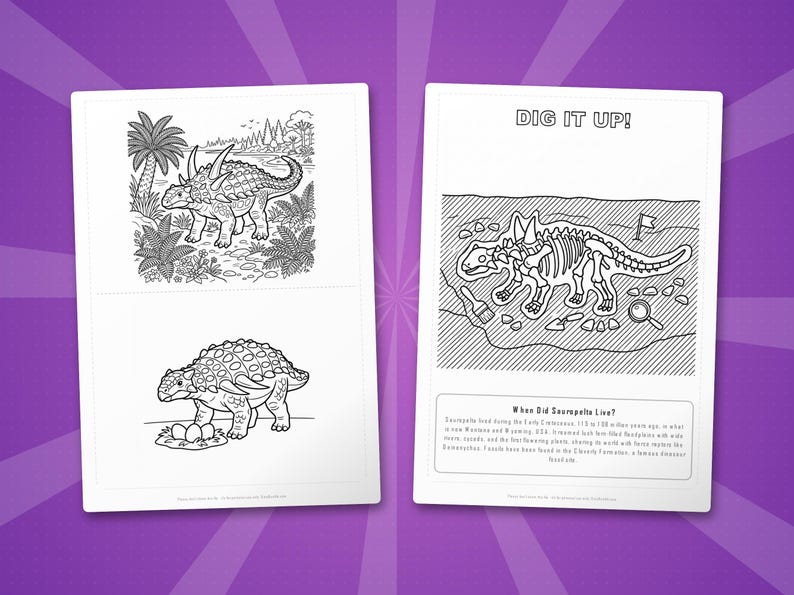 Sauropelta Dinosaur Activity Bundle | Coloring Pages, Worksheets, Facts (PDF Download) image 7
