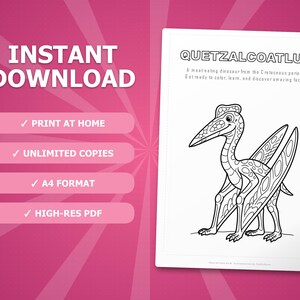 Quetzalcoatlus-activiteitenbundel dinosaurus | Kleurplaten, werkbladen, feiten (pdf-download) afbeelding 4