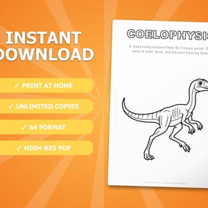 Coelophysis Dinosaur Activity Bundle | Coloring Pages, Worksheets, Facts (PDF Download) image 4
