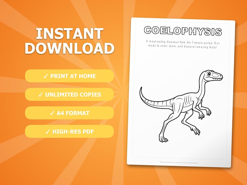 Coelophysis Dinosaur Activity Bundle | Coloring Pages, Worksheets, Facts (PDF Download) image 4