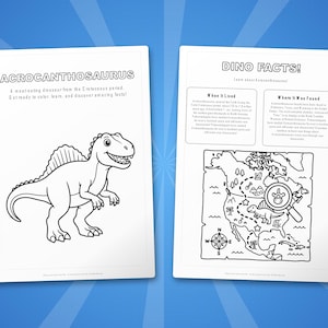 Pacchetto di attività sul dinosauro Acrocanthosaurus: pagine da colorare, schede didattiche e curiosità (PDF) immagine 5
