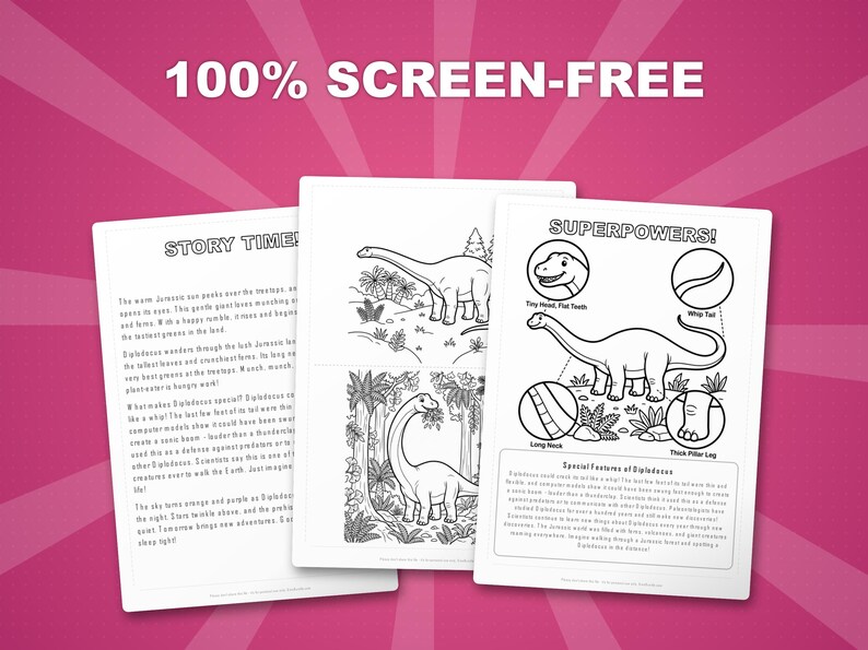 Diplodocus Dinosaur Activity Bundle | Coloring Pages, Worksheets, Facts (PDF Download) image 3