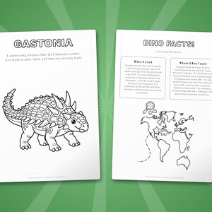 Gastonia Dinosaur Activity Bundle | Coloring Pages, Worksheets, Facts (PDF Download) image 5