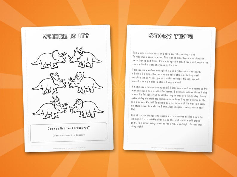 Torosaurus Dinosaur Activity Bundle | Coloring Pages, Worksheets, Facts (PDF Download) image 6