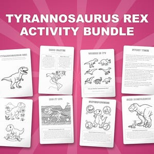 Tyrannosaurus Rex Activity Bundle | Coloring Pages, Worksheets, Facts (Instant PDF) image 1