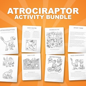 Atrociraptor Dinosaur Activity Bundle | Coloring Pages, Worksheets, Facts (PDF Download) image 1