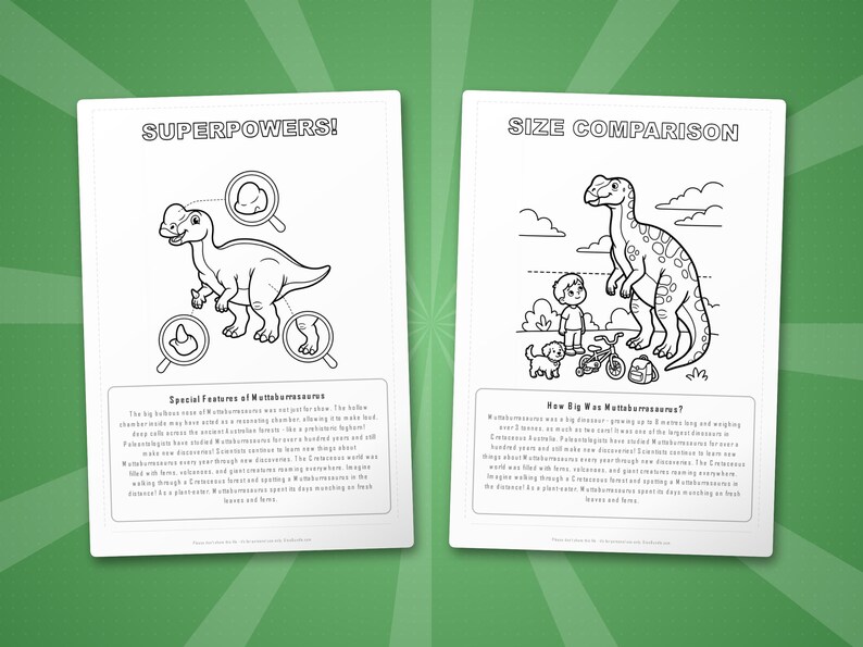 Muttaburrasaurus Dinosaur Activity Bundle | Coloring Pages, Worksheets (PDF Download) image 8