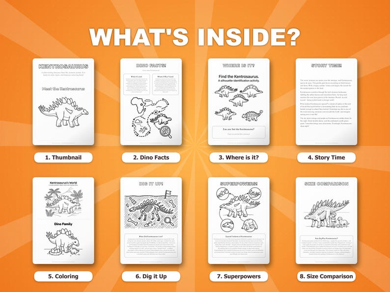 Kentrosaurus Dinosaur Activity Bundle | Printable Coloring Pages, Worksheets & Facts for Kids | Preschool Homeschool | Instant PDF image 2