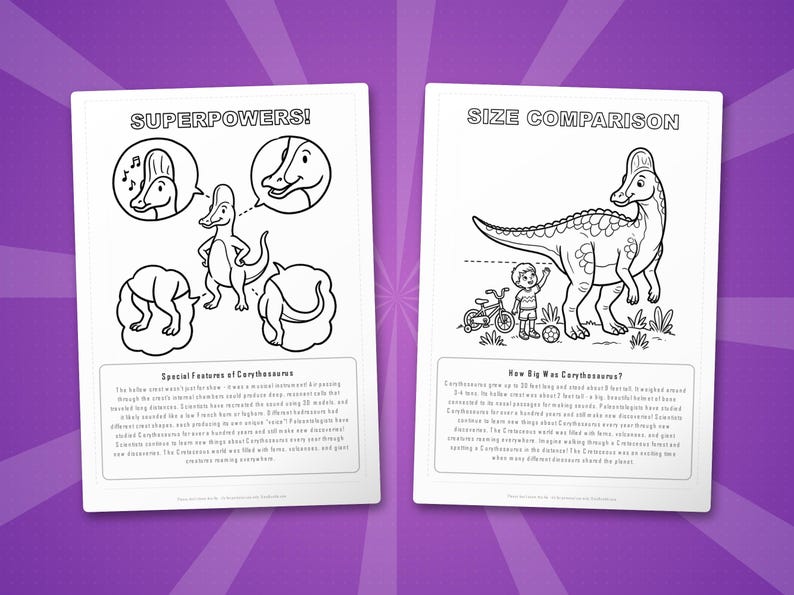 Corythosaurus Dinosaur Activity Bundle | Coloring Pages, Worksheets, Facts (PDF Download) image 8