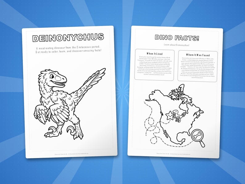 Deinonychus Dinosaur Activity Bundle | Coloring Pages, Worksheets, Facts (PDF Download) image 5