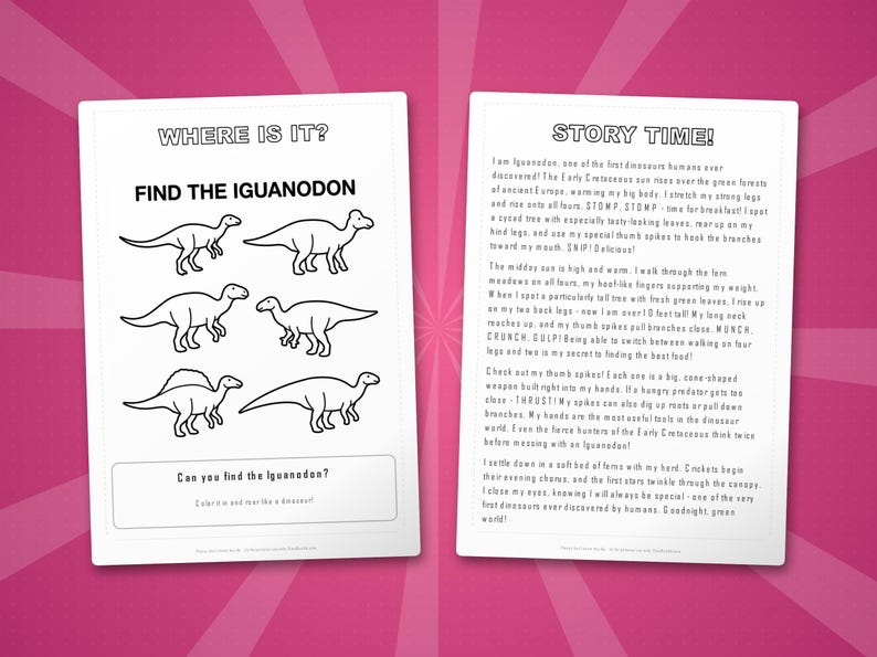 Iguanodon Dinosaur Activity Bundle | Printable Coloring Pages, Worksheets & Facts for Kids | Preschool Homeschool | Instant PDF image 6