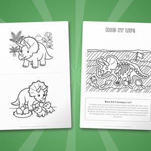 Triceratops Dinosaur Activity Bundle | Coloring Pages, Worksheets, Facts (PDF Download) image 7
