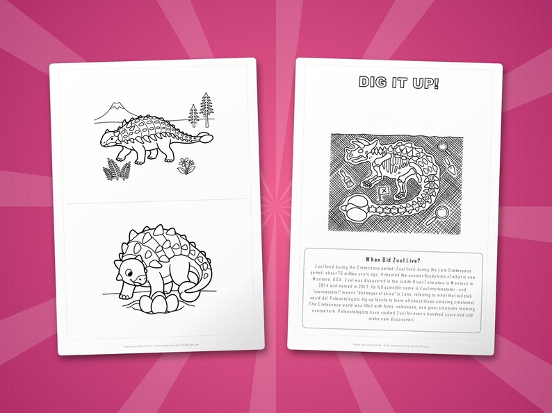 Zuul Dinosaur Activity Bundle | Printable Coloring Pages, Worksheets (PDF Download) image 7