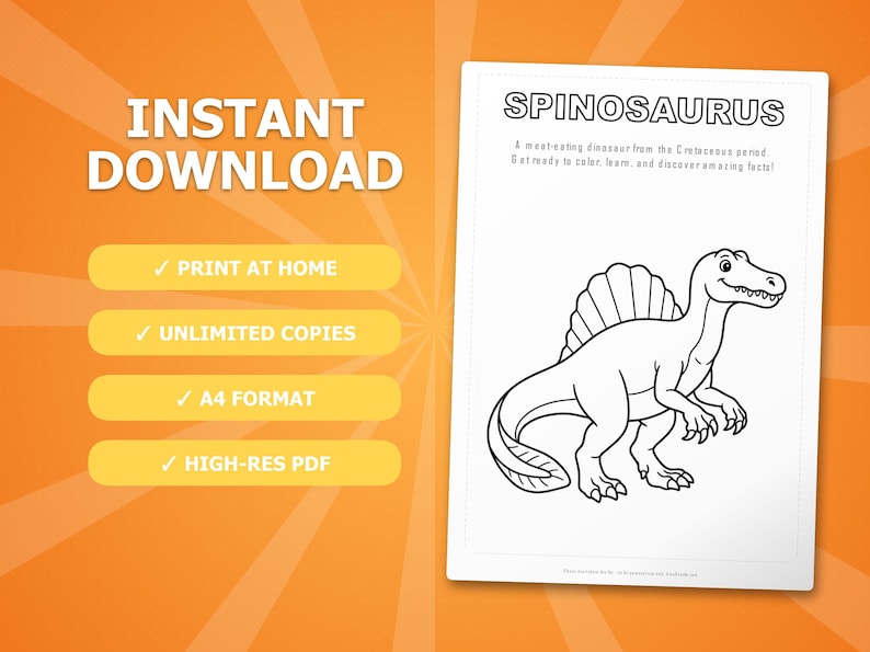 Spinosaurus Dinosaur Activity Bundle | Coloring Pages, Worksheets, Facts (PDF Download) image 4