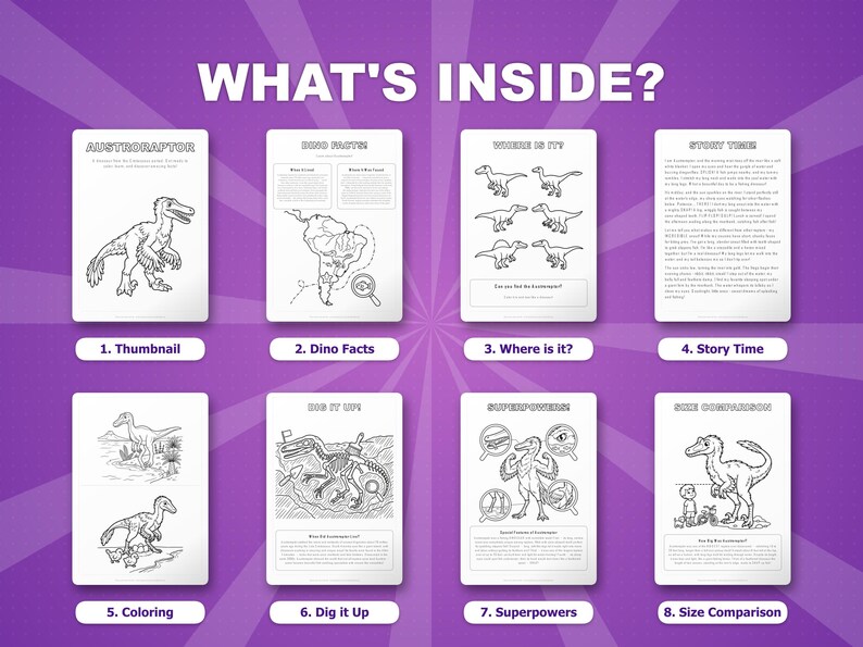 Austroraptor Dinosaur Activity Bundle | Coloring Pages, Worksheets, Facts (PDF) image 2
