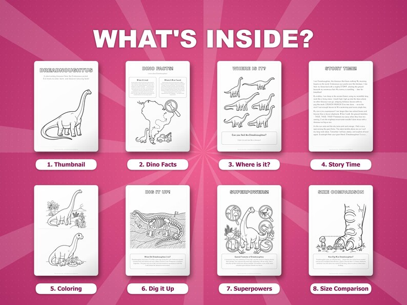 Activiteitenbundel Dreadnoughtus-dinosaurus | Kleurplaten, werkbladen, feiten (pdf-download) afbeelding 2