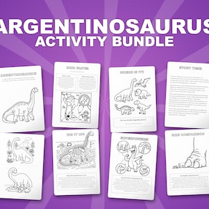 Argentinosaurus Dinosaurier Aktivität Bündel | Ausmalbilder, Arbeitsblätter, Fakten (PDF Download) Bild 1