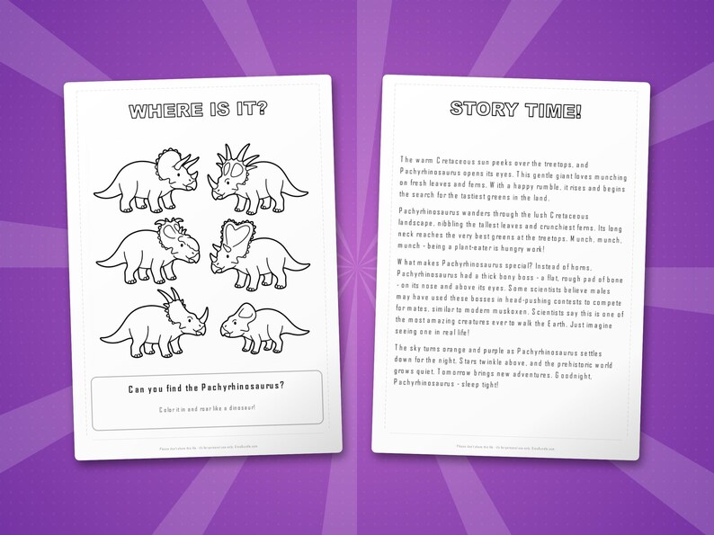 Pachyrhinosaurus Dinosaur Activity Bundle | Printable Coloring Pages, Worksheets & Facts for Kids | Preschool Homeschool | Instant PDF image 6