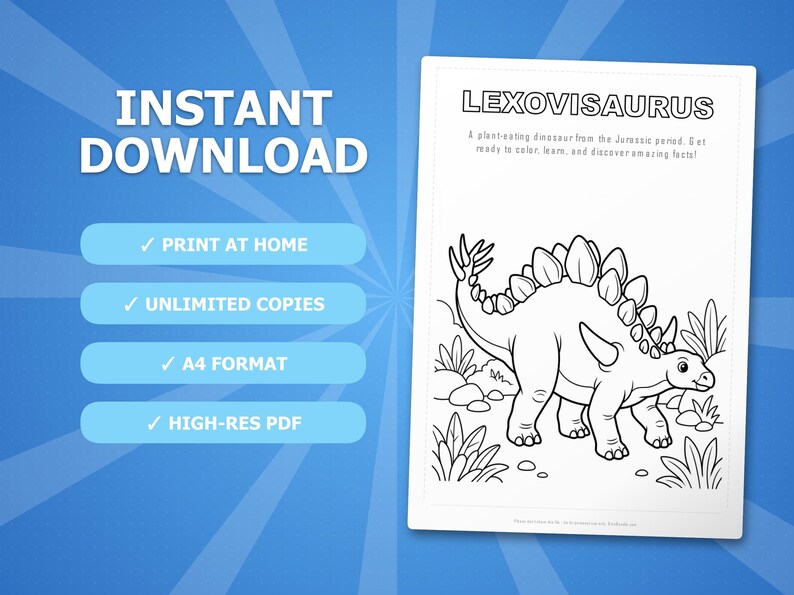 Activiteitsbundel lexoviosaurus dinosaurus | Afdrukbare kleurplaten, werkbladen en weetjes voor kinderen | Thuisonderwijs voorschoolse opvang | Directe pdf afbeelding 4
