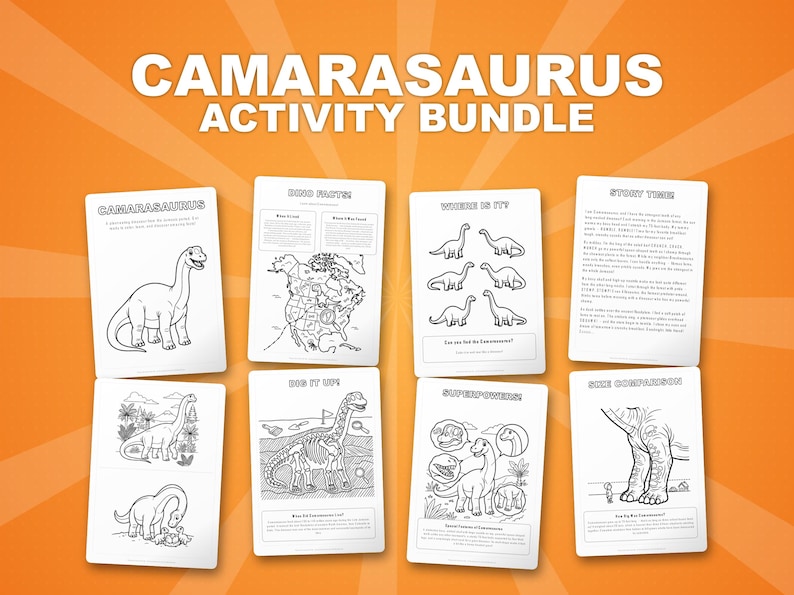 Camarasaurus Dinosaur Activity Bundle | Coloring Pages, Worksheets, Facts (PDF Download) image 1